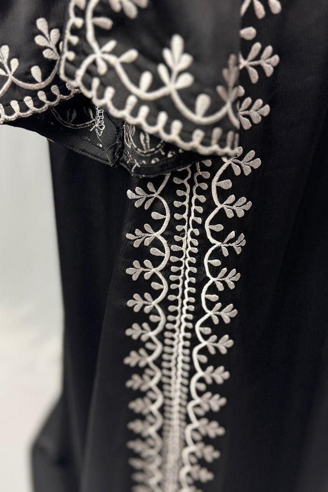 Midnight Vine Embroidered Abaya