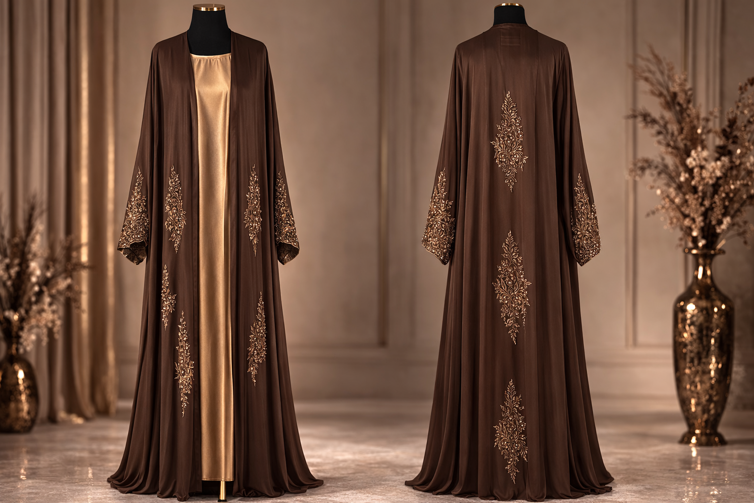Mocha Embellished Abaya